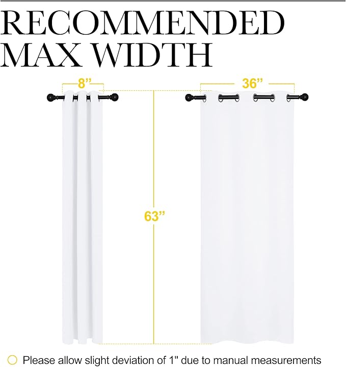 NICETOWN White Window Curtain Panels - 50% Light Blocking Curtains for Bedroom & Dining Room Window (Set of 2, 42 inches x 63 inches)