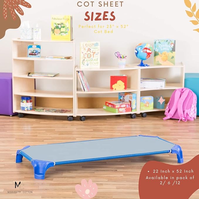 Pack of 12 Cot Sheet for Daycare Preschool Cot Bed -Polyblend Fabric with Corner Elastic Cots Sheets Fits On 22" X 40" Inches Size Toddler and Preschool Daycare Cot Black 22 X 40 Size