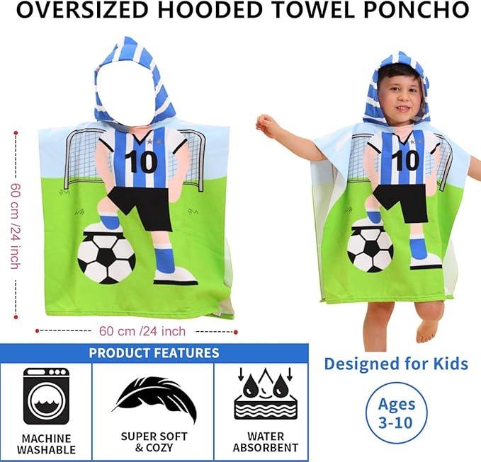 Hooded Kids Beach Towels - Soft Microfiber Poncho Towel for Ages 1 to 6, Quick Dry & Lightweight Swim Cover-ups, Ideal for Boys and Girls