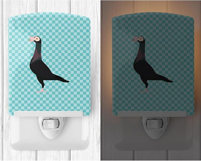 Caroline's Treasures BB8119CNL English Carrier Pigeon Blue Check Ceramic Night Light Compact, UL-Certified, Ideal for Bedroom, Bathroom, Nursery, Hallway, Kitchen, 6x4x3, Multicolor