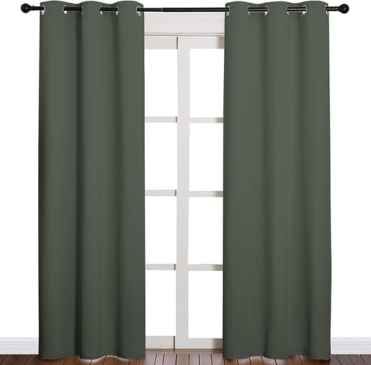NICETOWN Window Treatment Thermal Insulated Solid Grommet Blackout Curtains/Drapes for Bedroom (Dark Mallard, Set of 2 Panels, 42 by 84 Inch)