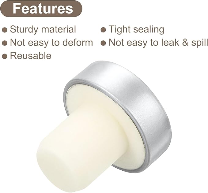 uxcell 8Pcs T-shaped Stoppers, 0.63inch Dia Cork Wine Stopper Reusable Wine Bottle Corks Sealing Plug for Wine Beer Beverage Bottle Crafts, Silver