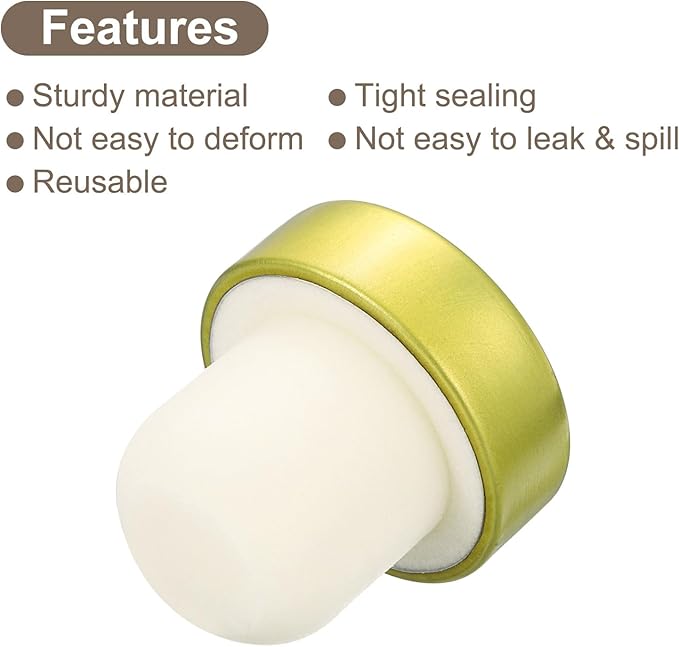 uxcell 8Pcs T-shaped Stoppers, 0.79inch Dia Cork Wine Stopper Reusable Wine Bottle Corks Sealing Plug for Wine Beer Beverage Bottle Crafts, Gold