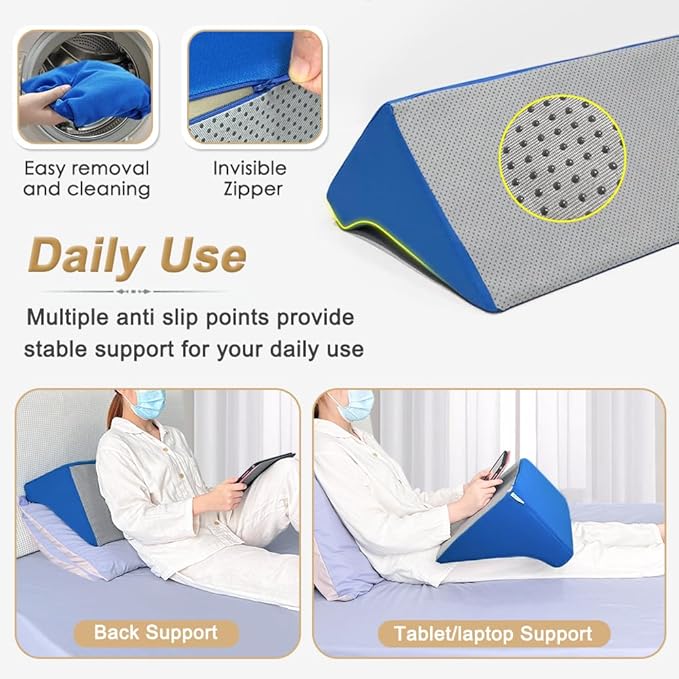Bed Wedge Pillow for Side Sleeping Seniors Adults Body Positioners Incline Triangle Medical Bed Sore Pillows Post Surgery Elderly Bedsore Pressure Relief Foam Side Sleeper Back Leg Support