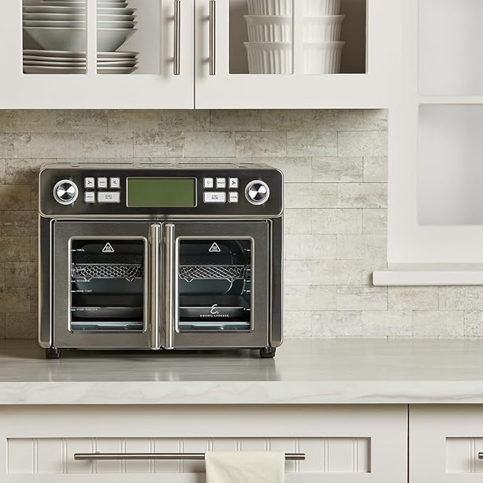 Emeril Lagasse Dual Zone 360 Air Fryer Oven Combo with French Door, 25 QT Extra Large Family Size Meals to Cook Two Foods in Two Different Ways at The Same Time, Up to 60% Faster from Frozen to Finish