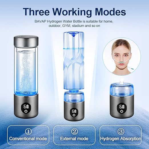 BAVAP Hydrogen Water Bottle 14.1oz Hydrogen Water Bottle Hydrogen Hydro Water Bottle 3-in-1 functionality pro Hydrogen Water Generator hydrolify,Hydrogen Water Bottle Generator (Smart 400/ML)