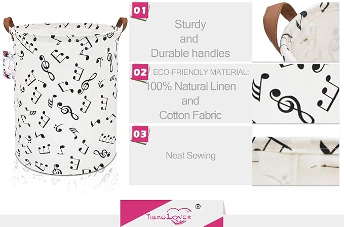 Kids Laundry Basket Kids Hamper Baby Laundry Hamper Toy Storage Bin for Boys Room Decor Nursery Hamper Gift Baskets for Bedroom Bathroom(Musical Note)