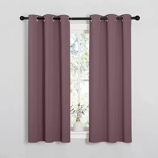 NICETOWN Window Curtain Panels, Dry Rose, 1 Pair, 34 by 54-inch, Thermal Insulated Solid Grommet Blackout Draperies/Drapes for Basement