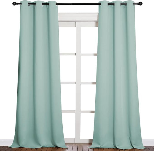 NICETOWN Patio Glass Door Panels - Blackout Curtains for Bedroom/Living Room, Privacy Panel Drapes for Dining Room and Guest Room (Aqua, 42 inches Wide x 90 inches Long, 1 Pair)