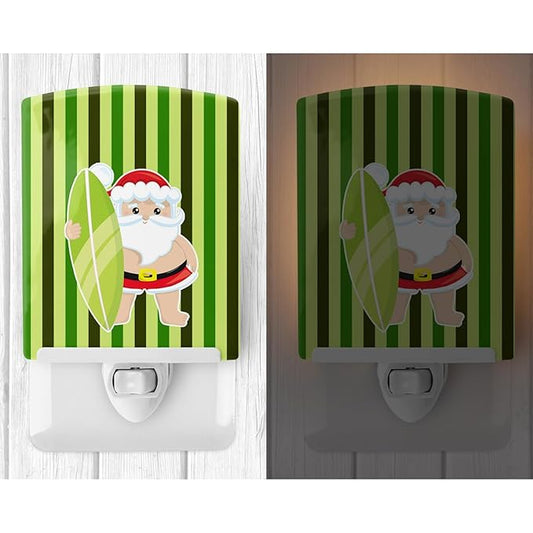 Caroline's Treasures BB9073CNL Beach Santa Claus #6 Ceramic Night Light Compact, UL-Certified, Ideal for Bedroom, Bathroom, Nursery, Hallway, Kitchen, 6x4x3, Multicolor