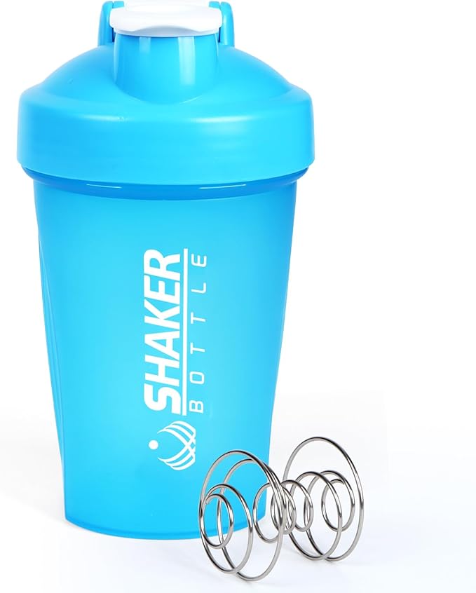 Shaker Bottle, 400ml Small Protein Shaker Cup with Mixing Ball for Smooth blending, Leak-Proof GYM Workout Water Bottles for protein& Smoothie Shake,Bpa Free (13oz / Blue)