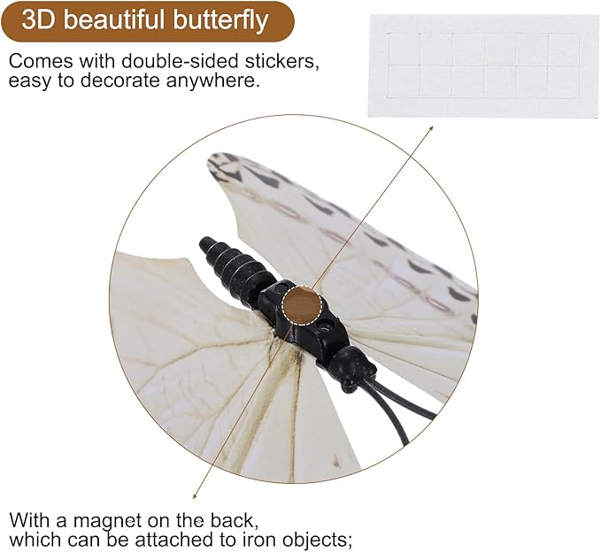 uxcell 120Pcs 3D Beautiful Butterfly Removable DIY Wall Stickers for Bedroom Living Room TV Background Decorations, White