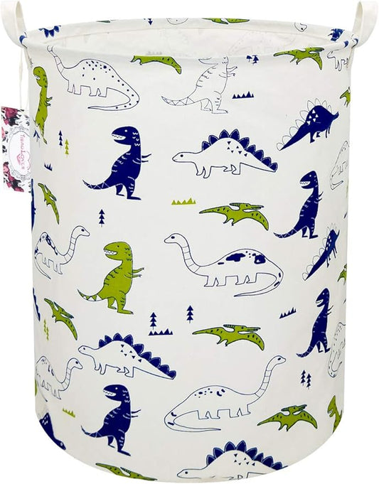 Dinosaur Laundry Basket Baby Laundry Hamper Cute Kids Hamper Toy Storage Bin Handles for Boys and Girls Dinosaur Room Decor (Polychrome Dinosaurs)