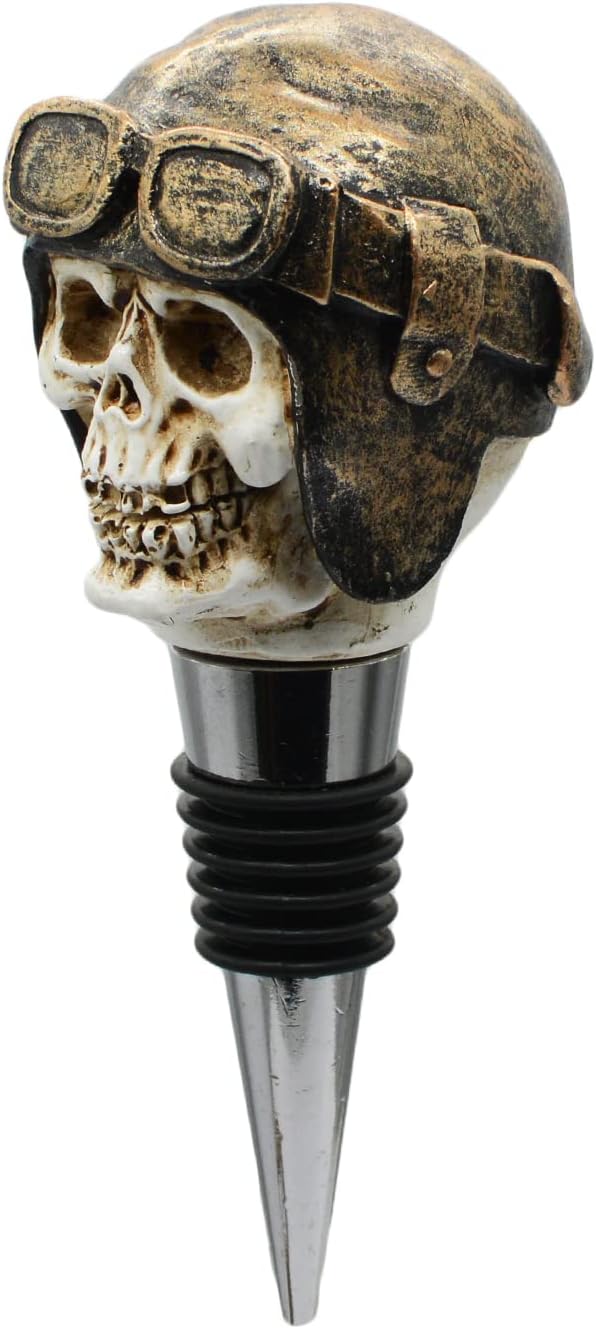 Wine Bottle Stopper Pilot Skull Decor Beverage Wine Cork for Man Housewarming Gift,Christmas,Thanksgiving