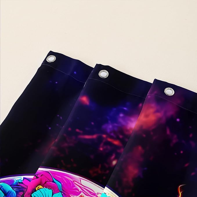 AILONEN Sugar Skull Shower Curtain for Bathroom,Romantic Rose Flower Skull Bath Curtain Decoration,Colorful Skeleton Print Waterproof Purple Curtain with 12 Plastic Hooks, 36" W*72" H
