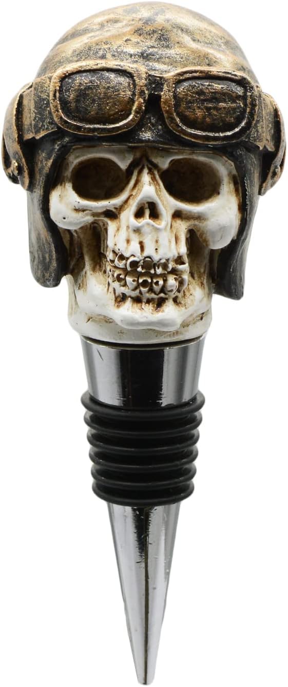 Wine Bottle Stopper Pilot Skull Decor Beverage Wine Cork for Man Housewarming Gift,Christmas,Thanksgiving