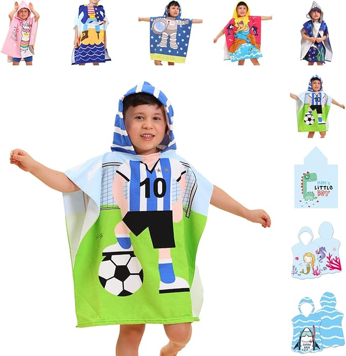 Hooded Kids Beach Towels - Soft Microfiber Poncho Towel for Ages 1 to 6, Quick Dry & Lightweight Swim Cover-ups, Ideal for Boys and Girls