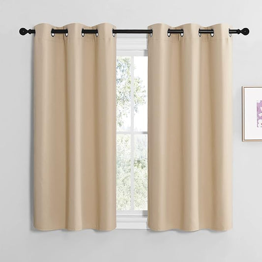 NICETOWN Room Darkening Draperies Window Curtain Panels, Thermal Insulated Grommet Room Darkening Curtains for Bedroom (Biscotti Beige, 2 Panels, W42 x L50 -inch)
