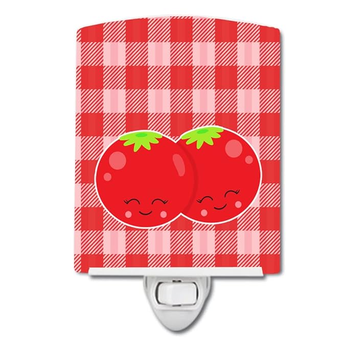 Caroline's Treasures BB9139CNL Tomatoes Ceramic Night Light Compact, UL-Certified, Ideal for Bedroom, Bathroom, Nursery, Hallway, Kitchen, 6x4x3, Multicolor