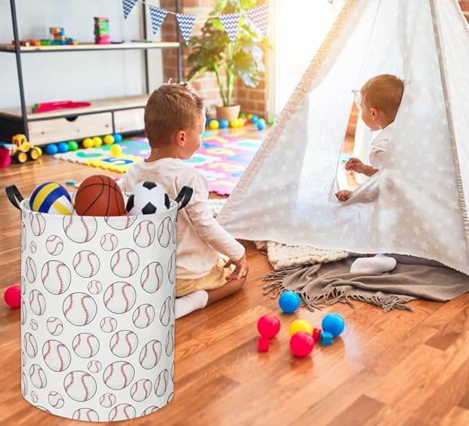 Baseball Kids Laundry Basket Baby Hamper Baseball Toy Storage Bin for Boys Room Decor Baby Nursery Hamper Gift Baskets for Bedroom Bathroom(Baseball)