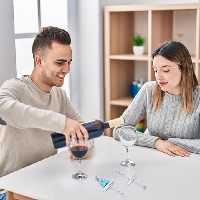 PLIGREAT 6 PCS Beaded Wine Bottle Opener Beadable Bottle Opener Wine Cork Remover Travel Corkscrew Beaded Opener for Wine Bottles Kitchen Bar Restaurant Wedding DIY Favor Beverage Gifts