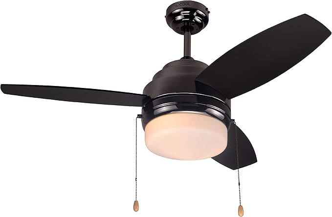 COMMERCIAL COOL 42” Modern Ceiling Fan with Lights, Cools up to 175 Sq. Ft.,Ideal for Medium Sized Rooms,Featuring 3 Air Flow Speeds with Dual Chain,3 Reversible Dual Finish Blades in Black & Graphite
