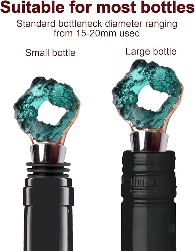 Decorative Wine Stopper Set of 2,Cool Wine Bottle Stoppers for Glass Bottles,Crystal Bottle Stopper Fits Standard Bottles,Fancy Decors Wine Tools (Purple Crystal)