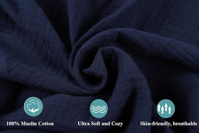 Muslin Square Playard/Playpen Fitted Sheets, Perfect for 36 X 36 Inch Portable Playard Soft 100% Cotton Grey & Navy