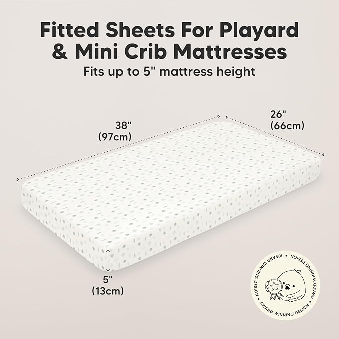 2-Pack Mini Crib Sheets Fitted, Pack and Play Sheets - Organic Cotton Pack N Play Sheets for Pack and Play Mattress, Playard Baby Crib Sheets, Jersey Crib Sheets Neutral for Boys,Girls (Tropic Oasis)