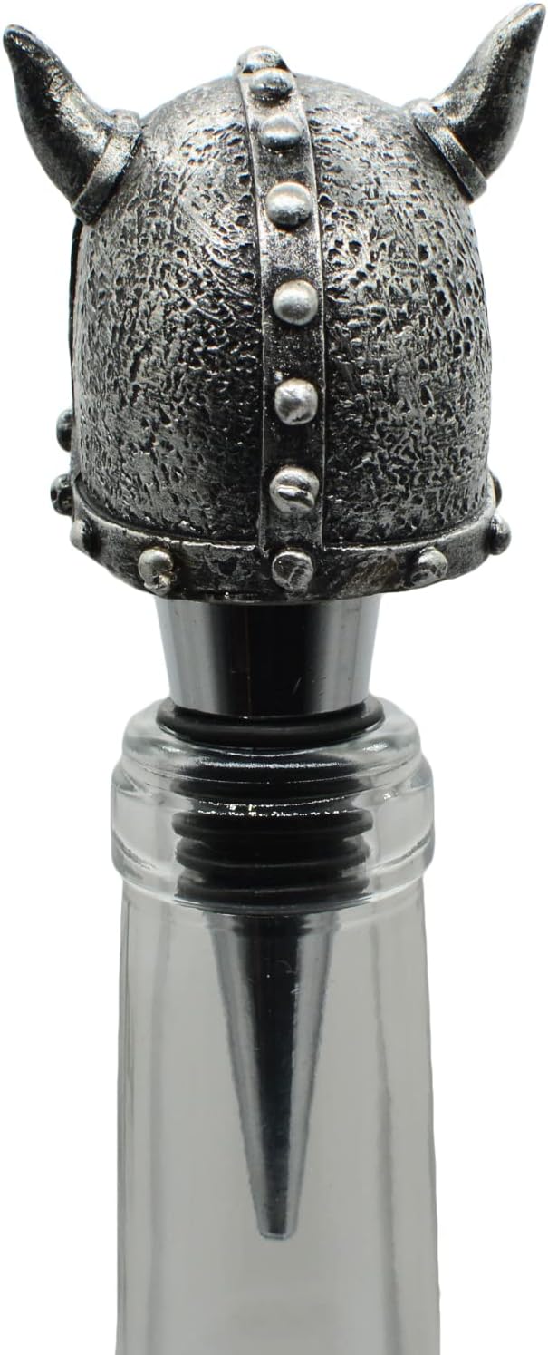 Wine Bottle Stopper Horns Helmet Viking Skull Decorative Beverage Wine Cork for Man Housewarming Gift,Christmas,Thanksgiving,Silver