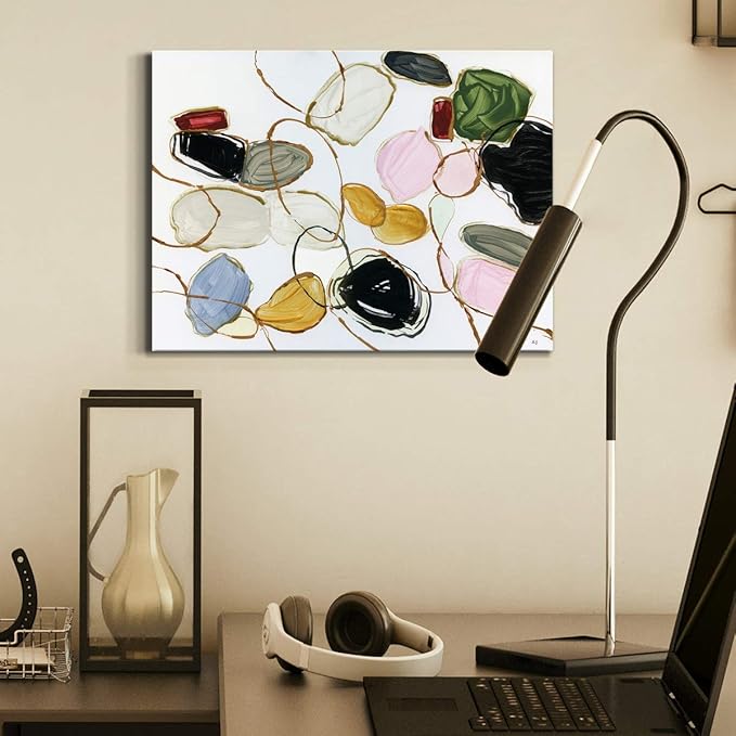 Renditions Gallery Canvas Wall Art Modern Paintings Decorations Colorful Brushstroke Jewels Abstract Watercolor Wall Hanging Artwork Prints for Bedroom Office Kitchen - 8"x12" LT33