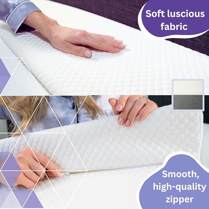 Bed Wedge Pillow for headboard Mattress Gap DuoWedge lux. The Perfect Filler for Gaps up to 7" (Grey, Twin 39")