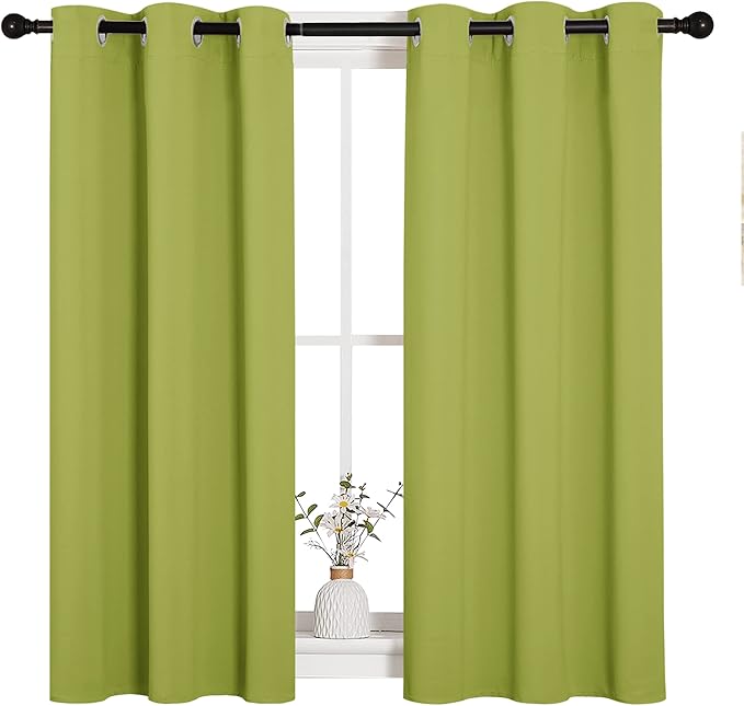 NICETOWN Blackout Curtain Panels for Loft Window, Thermal Insulated Window Decoration Blackout Draperies/Drapes for Window (1 Pair, 34 x 45 inches in Fresh Green)