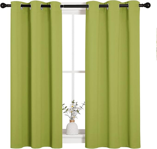 NICETOWN Blackout Curtain Panels for Loft Window, Thermal Insulated Window Decoration Blackout Draperies/Drapes for Window (1 Pair, 34 x 45 inches in Fresh Green)