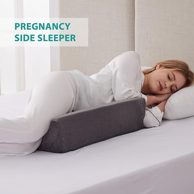 Wedge Pillow for Side Sleeping, Memory Foam Back Pillow for Side Sleeper, Bed Wedges & Body Positioners for After Surgery, Pregnancy Support, Back Pain, Preventing Bedsores, Short Plush