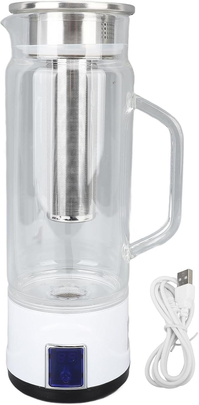 Hydrogen Water Kettle, 1000ml Rich Hydrogen Water Bottle Generator, Electrolysis Machine with Tea Infuser, Detachable Touch Switch Water Ionizer, Reducing Oxidative Stress