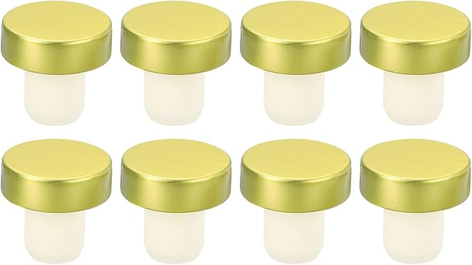 uxcell 8Pcs T-shaped Stoppers, 0.63inch Dia Cork Wine Stopper Reusable Wine Bottle Corks Sealing Plug for Wine Beer Beverage Bottle Crafts, Gold