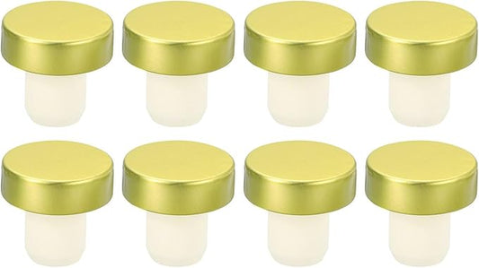 uxcell 8Pcs T-shaped Stoppers, 0.63inch Dia Cork Wine Stopper Reusable Wine Bottle Corks Sealing Plug for Wine Beer Beverage Bottle Crafts, Gold