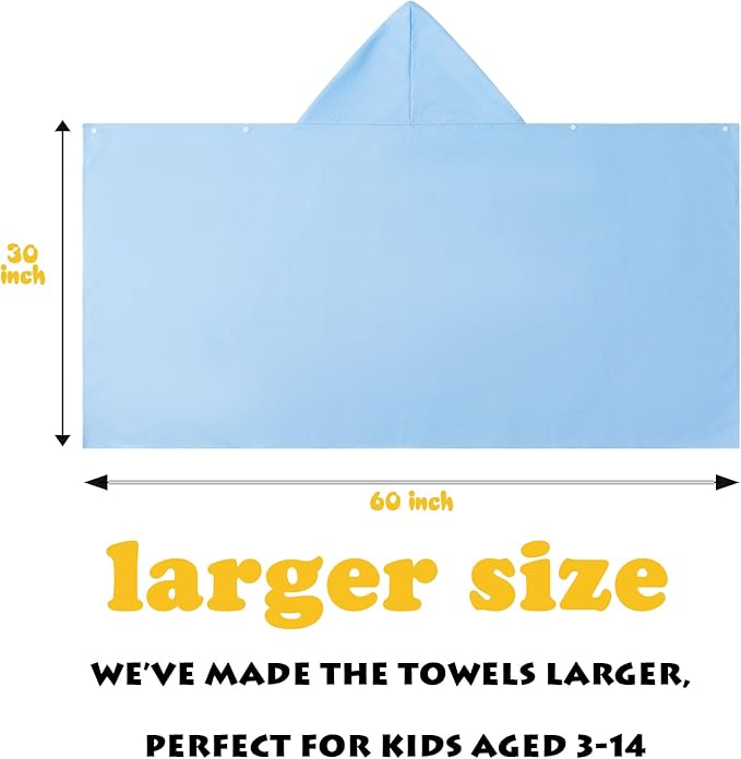 Kids Hooded Towels - Soft and Absorbent Bath, Beach, Swim Pool 30" x 60" Large Towel Cover Up for Boys and Girls Blue