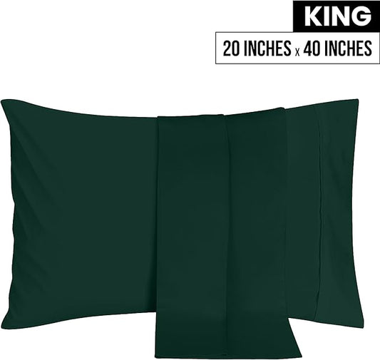 Utopia Bedding King Pillow Cases - 2 Pack - Envelope Closure - Soft Brushed Microfiber Fabric - Shrinkage and Fade Resistant Pillow Covers 20 X 40 Inches (King, Emerald)