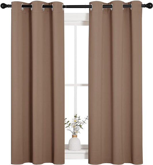 NICETOWN Window Draperies Room Darkening Curtain Panels, Window Treatment Thermal Insulated Solid Grommet Drapes for Bedroom (One Pair, 34 by 54 inches, Cappuccino)