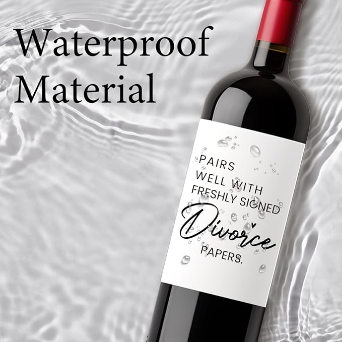 8 Pcs Divorce Wine Labels, Divorce Breakup Gifts for Women Men Her, Divorce Party Decorations for Women, Pairs Well with Freshly Signed Divorce Papers Wine Bottle Stickers Labels