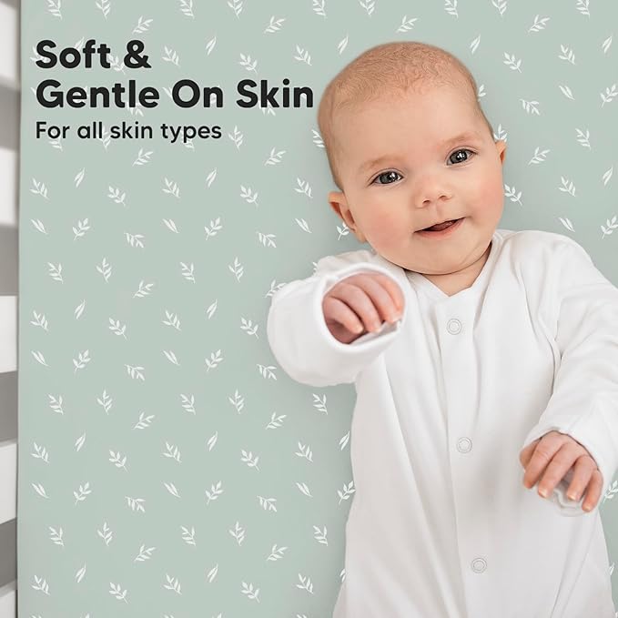 2-Pack Crib Sheets for Boys,Girls - Viscose Derived from Bamboo Fitted Crib Sheet, Organic Baby Crib Sheets, Crib Mattress Sheet,Toddler Bed Sheets, Baby Sheets for Crib Fitted Sheets (Prairie)