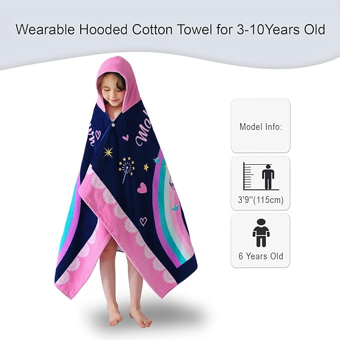 VOOVA & MOVAS Toddler Towels for Girls Age 3-10, Soft Thick Absorbent Cotton Towels for Boys | Perfect for Beach, Pool, Bath, Magic Unicorn