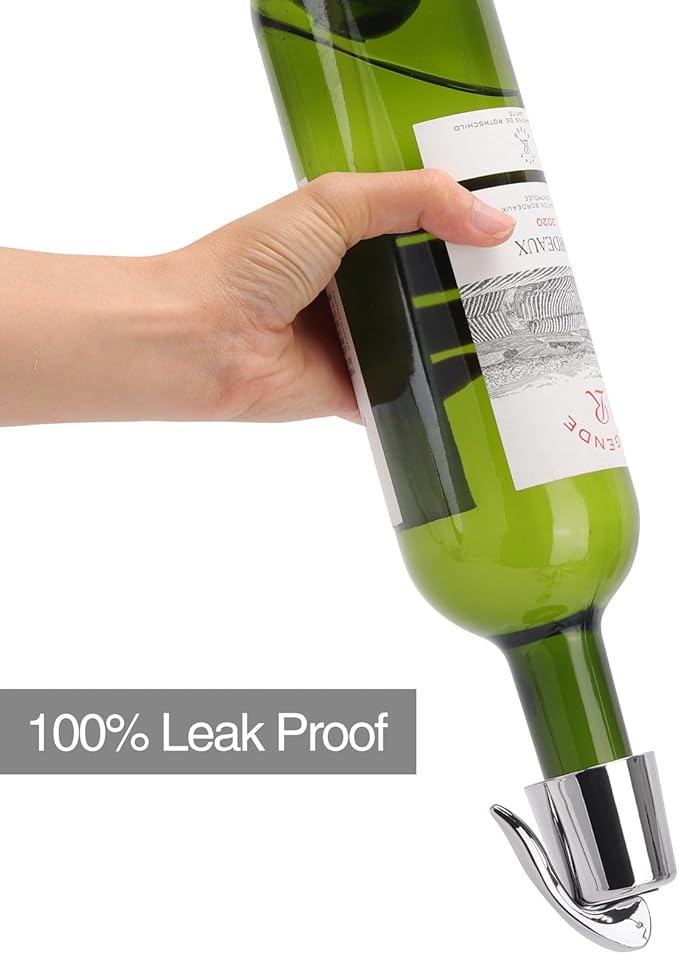 6Pcs Plastic Wine Stoppers, Reusable Wine Bottle Stopper with Silicone Seal, Wine Saver and Decorative Bottle Sealer, Beverage and Wine to Keep Fresh (Silver)