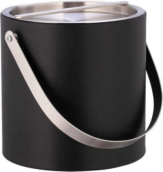 Kraftware Sydney 3qt Brushed Chrome Arch Handle & Bridge Cover: Black Sydney 3 Quart Ice Bucket