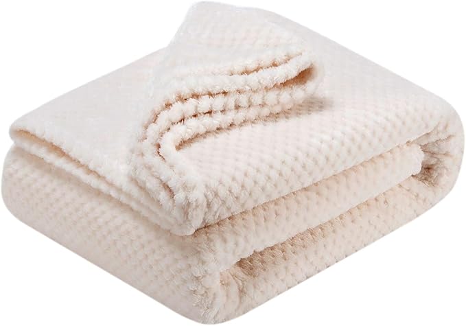 Fuzzy Throw Blanket, Plush Fleece Blankets for Adults, Toddler, Boys and Girls, Warm Soft Blankets and Throws for Bed, Couch, Sofa, Travel and Outdoor, Camping (Twin(60"x80"), XL1-Cream)