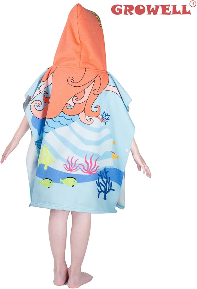 Hooded Kids Beach Towels - Toddler Bath Towel Girls Boys Swim Cover-ups for Ages 1 to 6 Kids Pool Towels Quick Dry Lightweight Soft Microfiber Poncho Towel 24x23(Mermaid Crown)