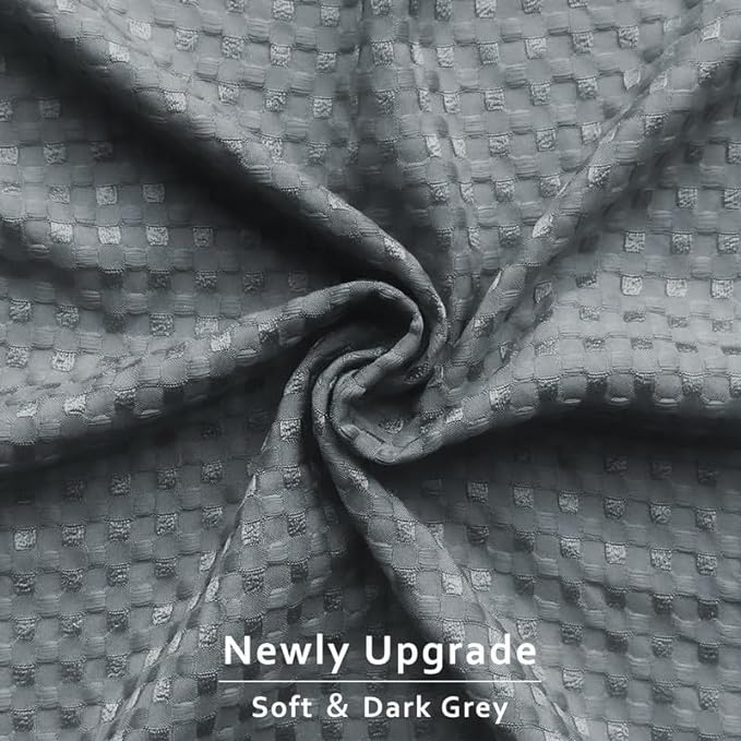 MIYE Pleated Waffle Weave Bed Skirt, Tailored Dust Ruffle 16 Inch Drop Easy Fit, Machine Washable (Dark Grey, Queen - 16" Drop)