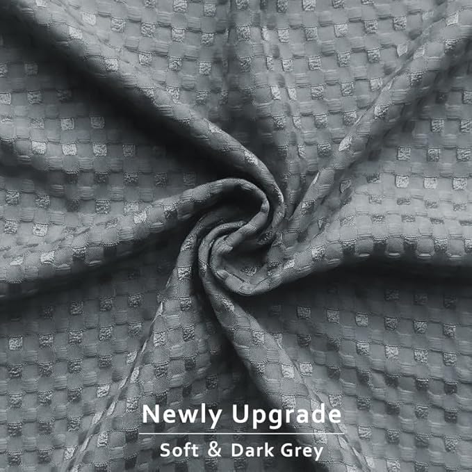 MIYE Pleated Waffle Weave Bed Skirt, Tailored Dust Ruffle 12 Inch Drop Easy Fit, Machine Washable (Dark Grey,Cal King - 12" Drop)